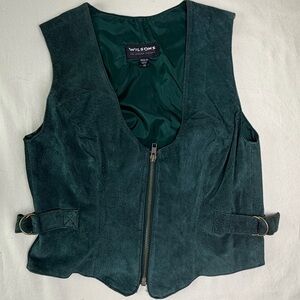 Wilson Dark Green Suede Zip-Front Vest